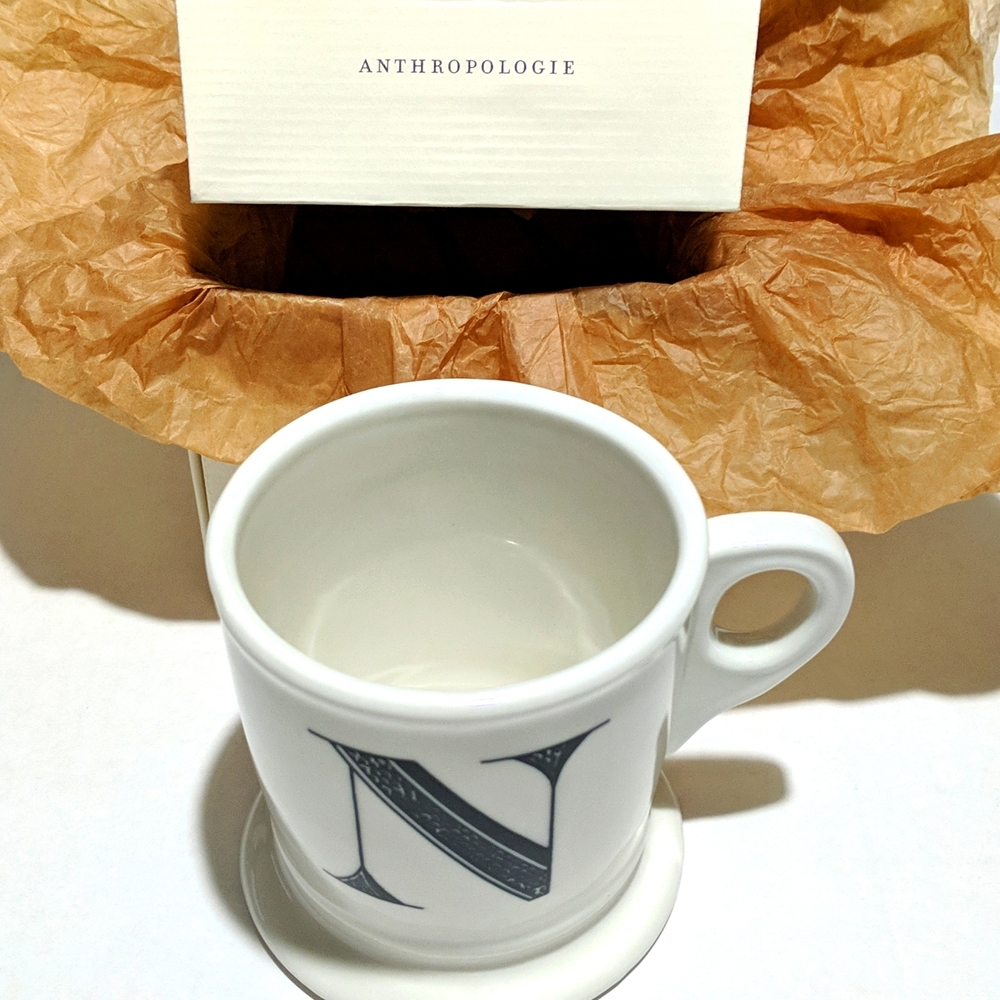 Anthropology monogram coffee cup/ Letter "N"